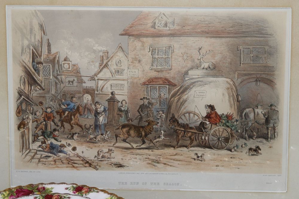 H. B. Browne, three coloured lithographs, The Run of The Season and others, 18 x 40cm